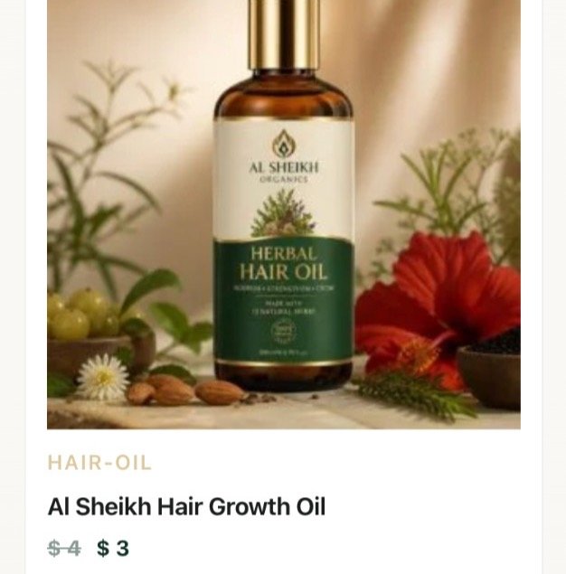Al Sheikh Herbal Hair Growth Oil bottle with hibiscus and amla