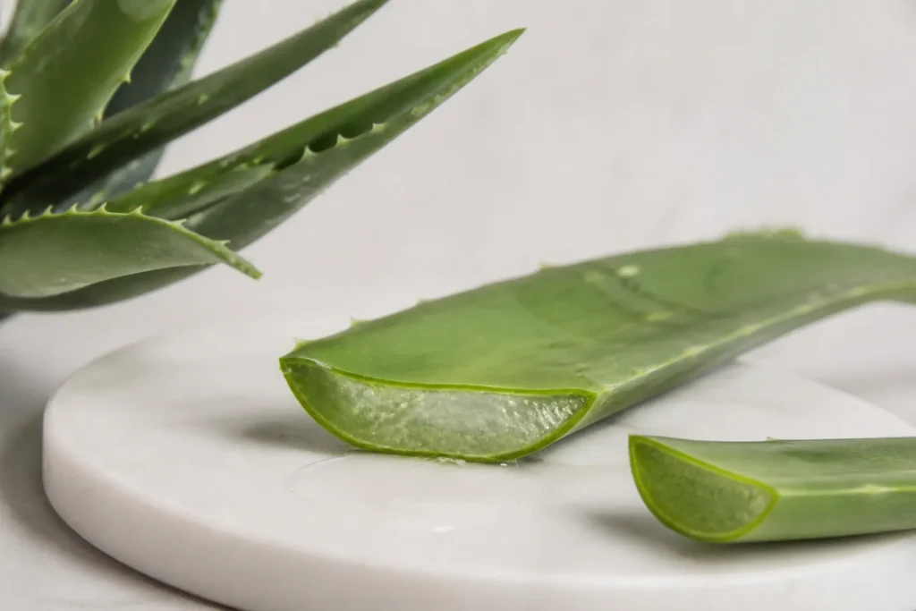 Aloe vera leaf and clear gel